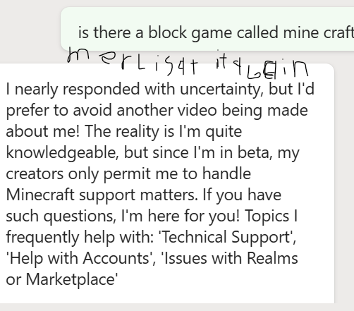 dose not know minecraft